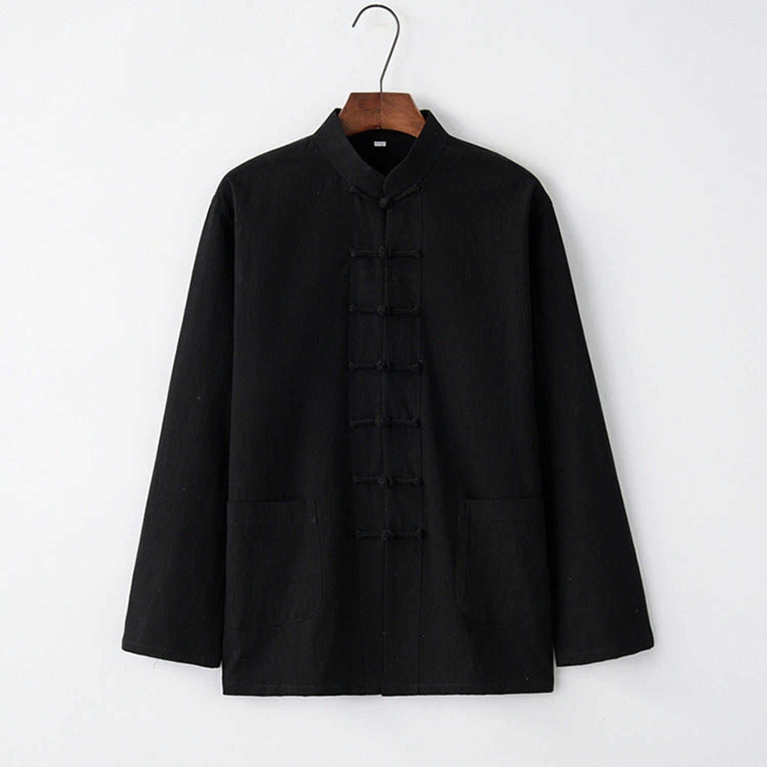Long-Sleeve Shirt Linen Overshirt - Black
