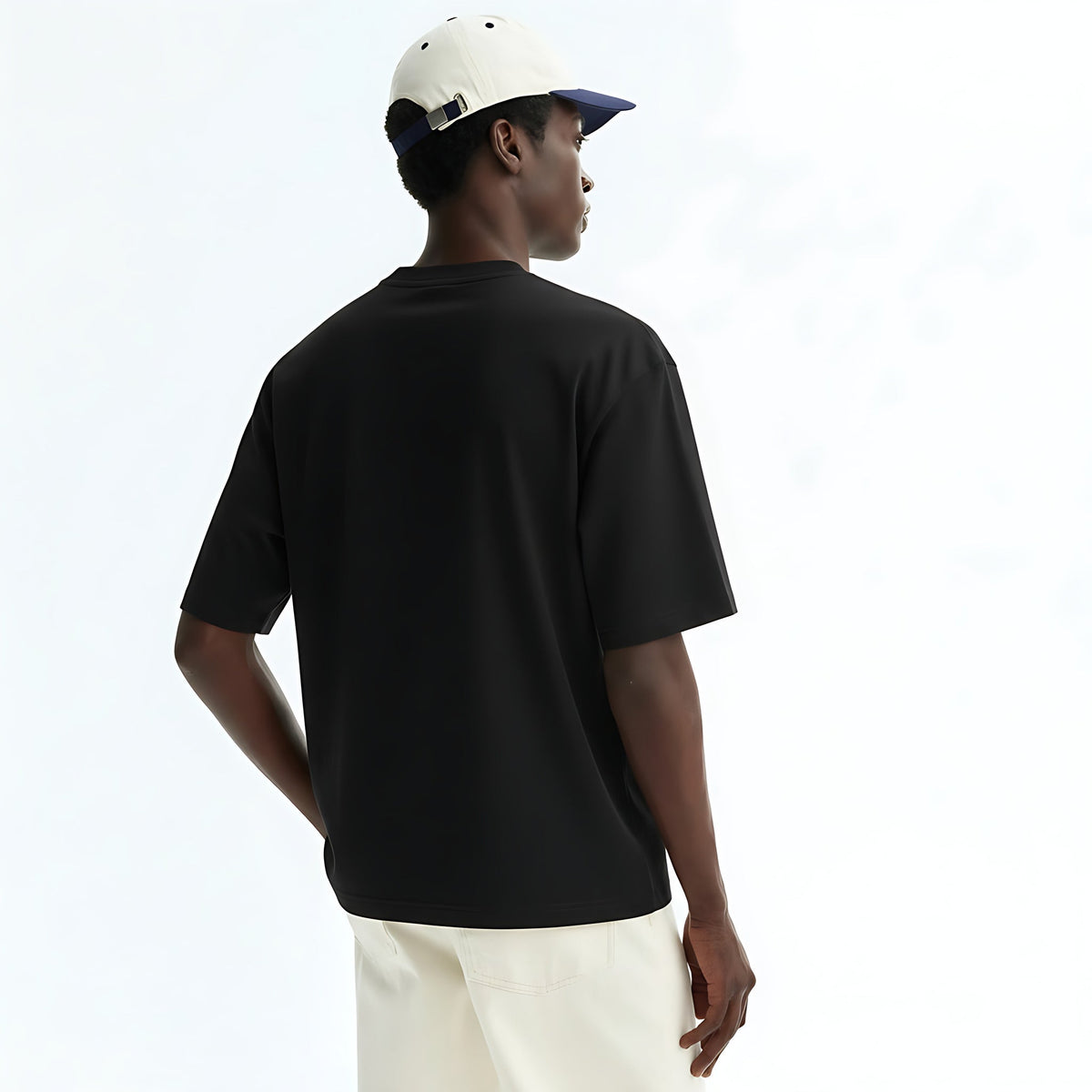 Men's Heavyweight Cotton-Blend T-Shirt on model - Black - back