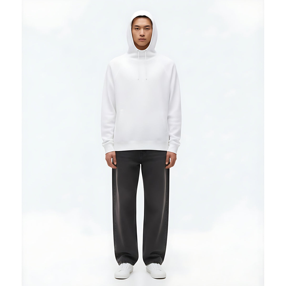 Thermolite(R) Air-Fleece Hooded Sweatshirt on model - Black - front