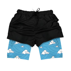 Blue Cloud Wave Gym Shorts - Sk 017