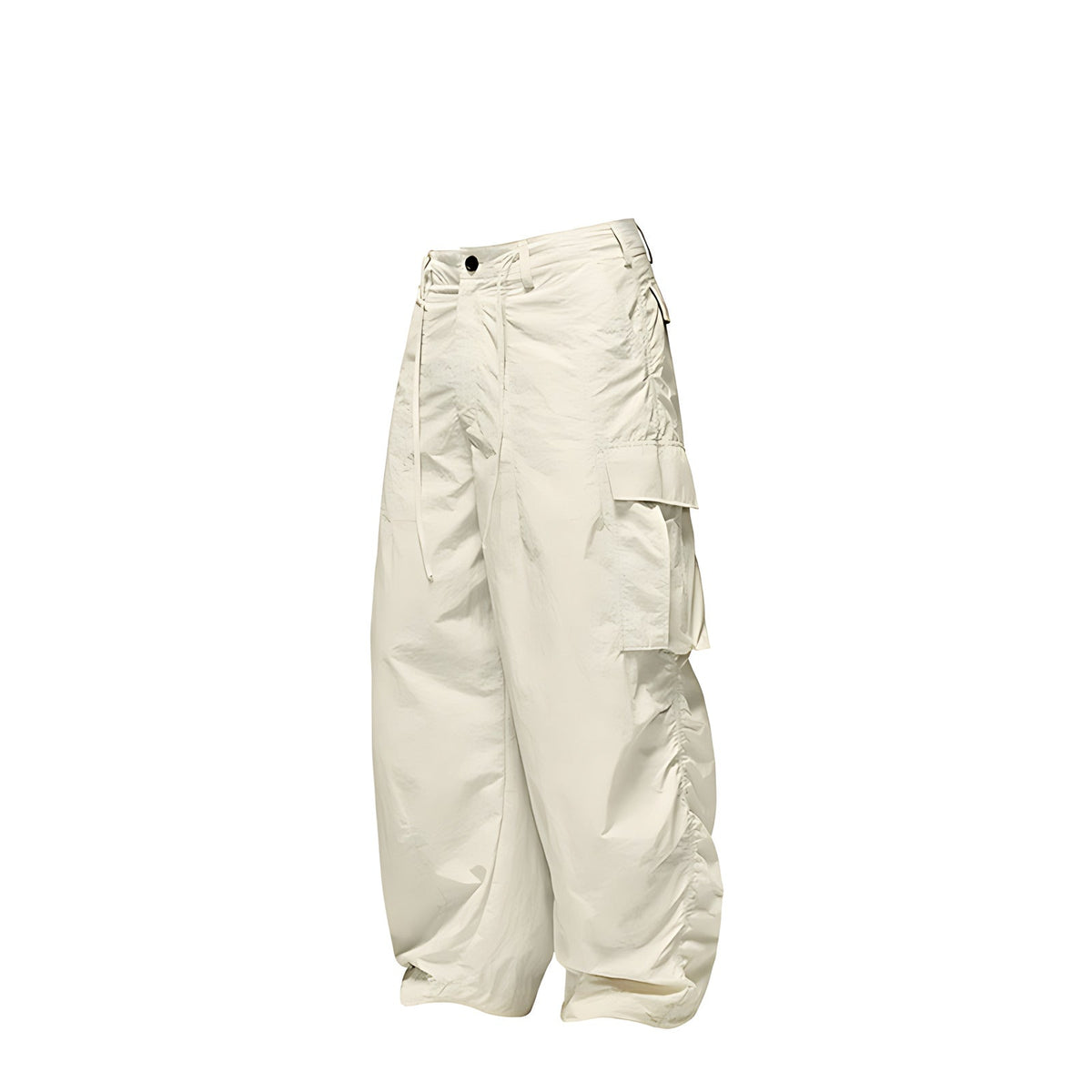 Wide-Leg Nylon Cargo Pants - White