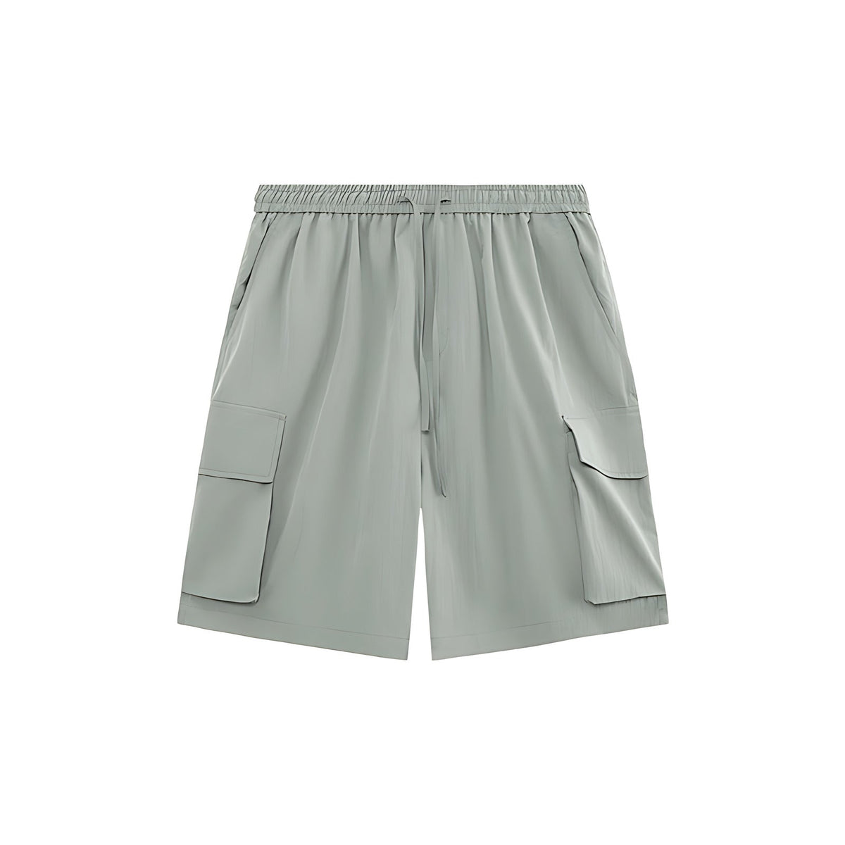 Wrinkle-Textured Cargo Shorts - Light Gray