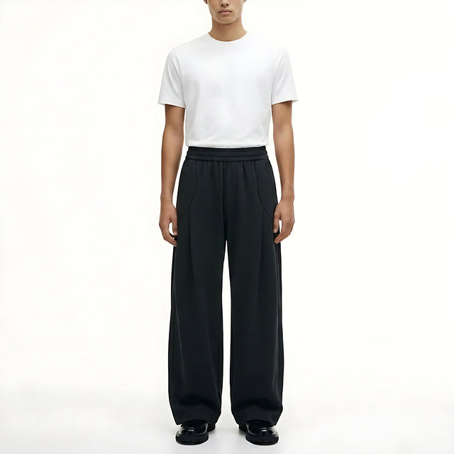 Cotton Stretch Pants on model - Black - front