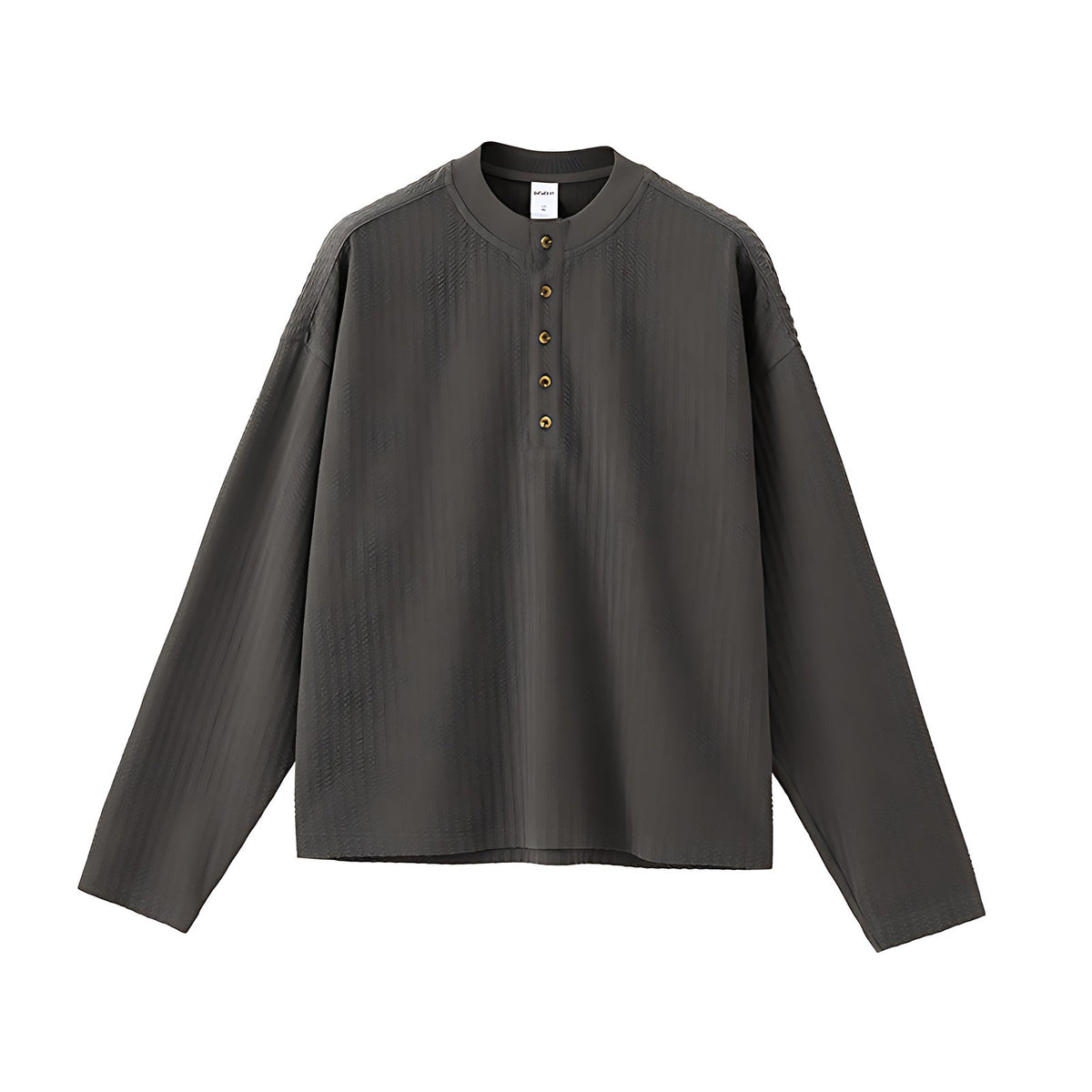 Oversized Henley Shirt - Gray