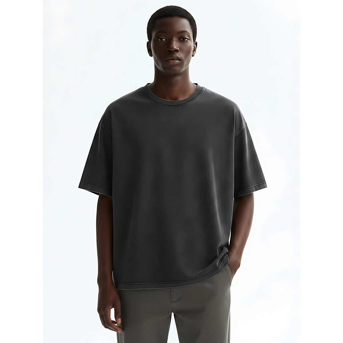 Heavyweight Cotton T-Shirt on model - front view