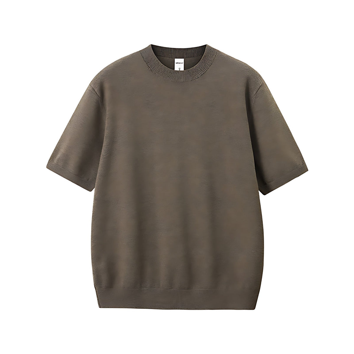 Relaxed Fit Short-Sleeve Knit Sweater - Brown