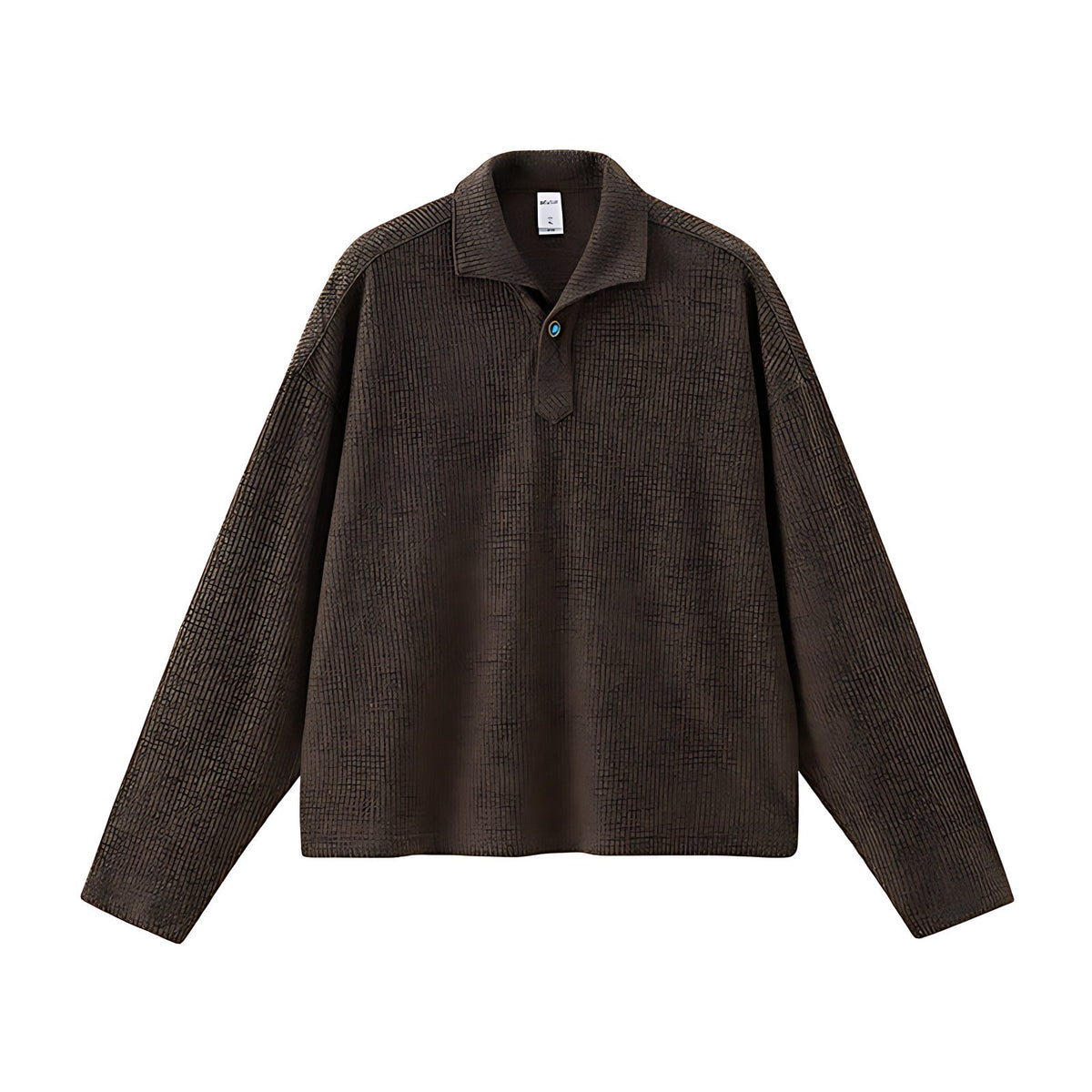 Long-Sleeve Polo Shirt Italian Knit Collar - Brown