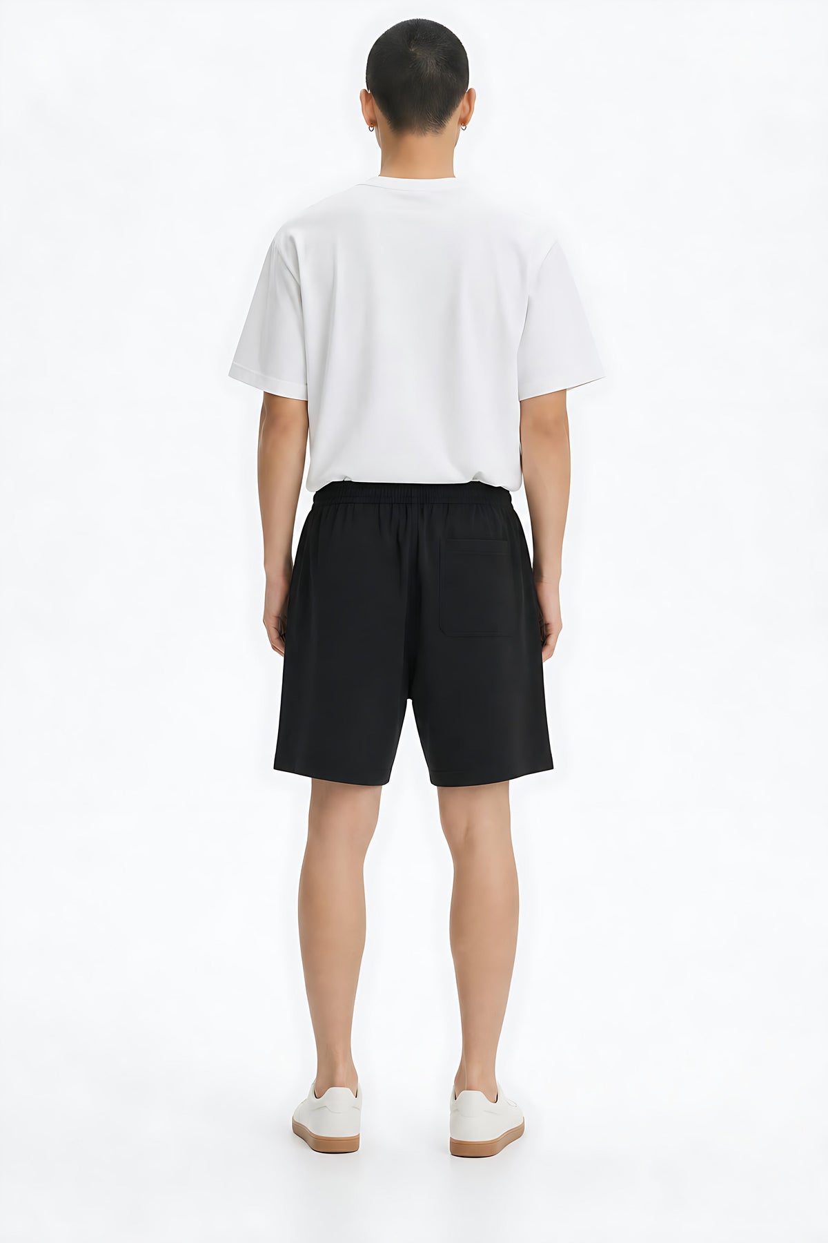 Oversized Shorts 100% Cotton on model - Black - back