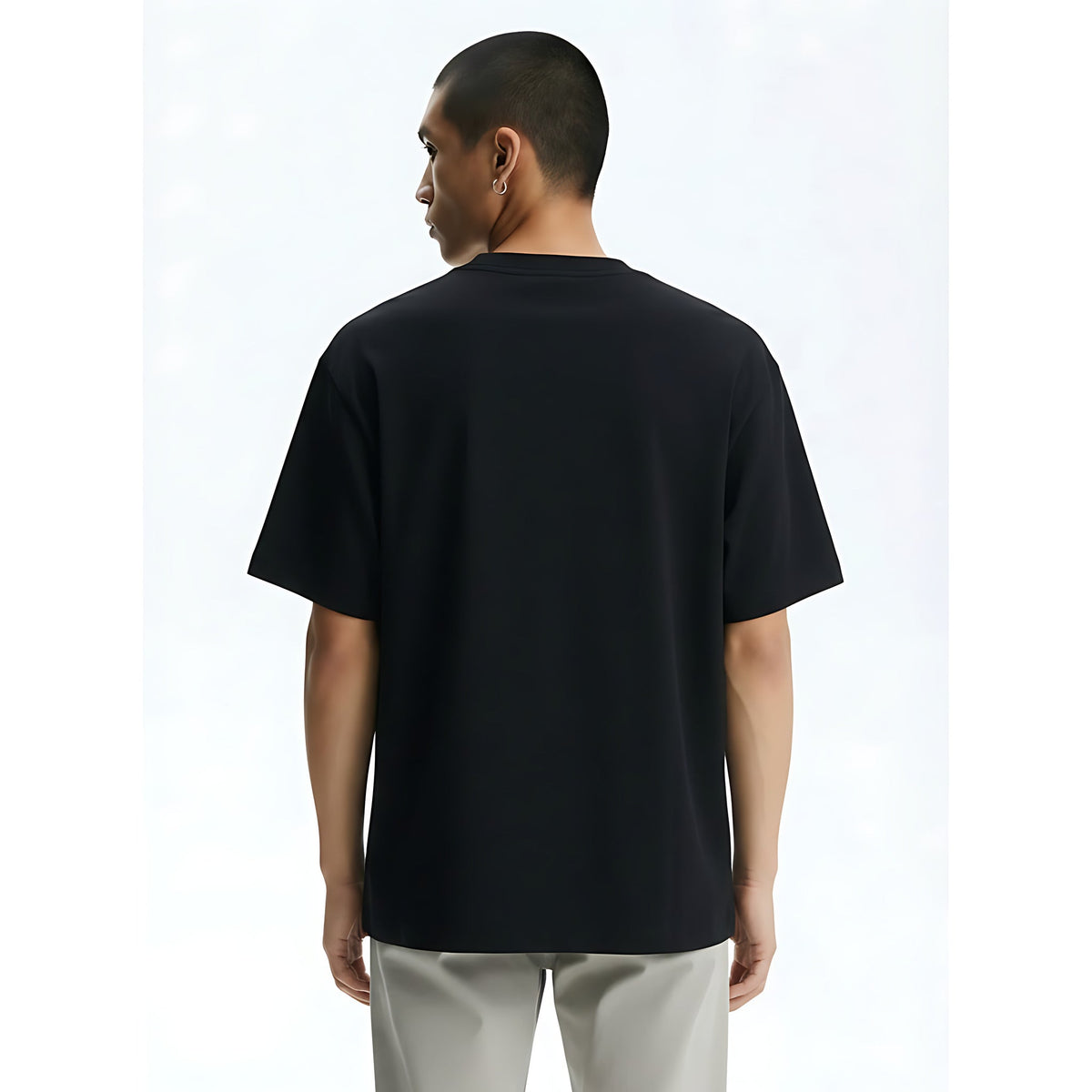 Men's Heavyweight Cotton-Blend T-Shirt on model - Black - back