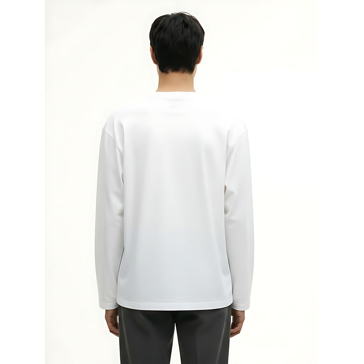 Oversized Long-Sleeve T-Shirt Cotton-Blend on model - back view