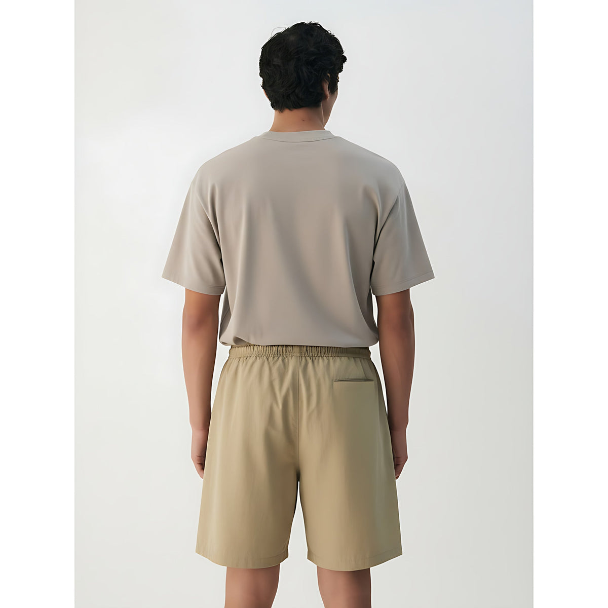 Stretch Nylon Shorts on model - Khaki - back