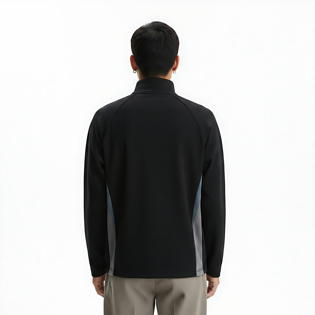 Heavyweight Long-Sleeve T-Shirt on model - Black - back