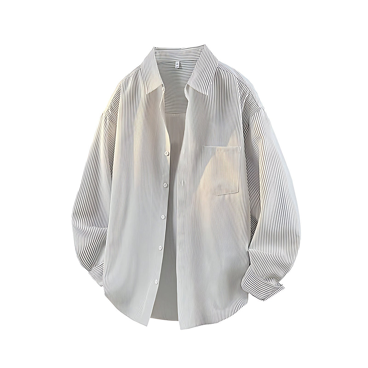 Windproof Color-Block Striped Shirt - Gray flat lay