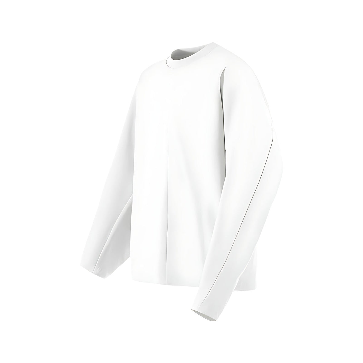Long-Sleeve Cotton T-Shirt - White flat lay