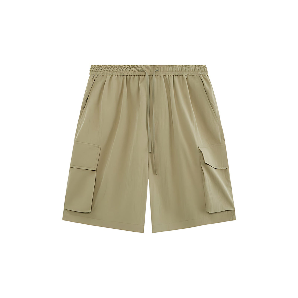 Wrinkle-Textured Cargo Shorts - Khaki
