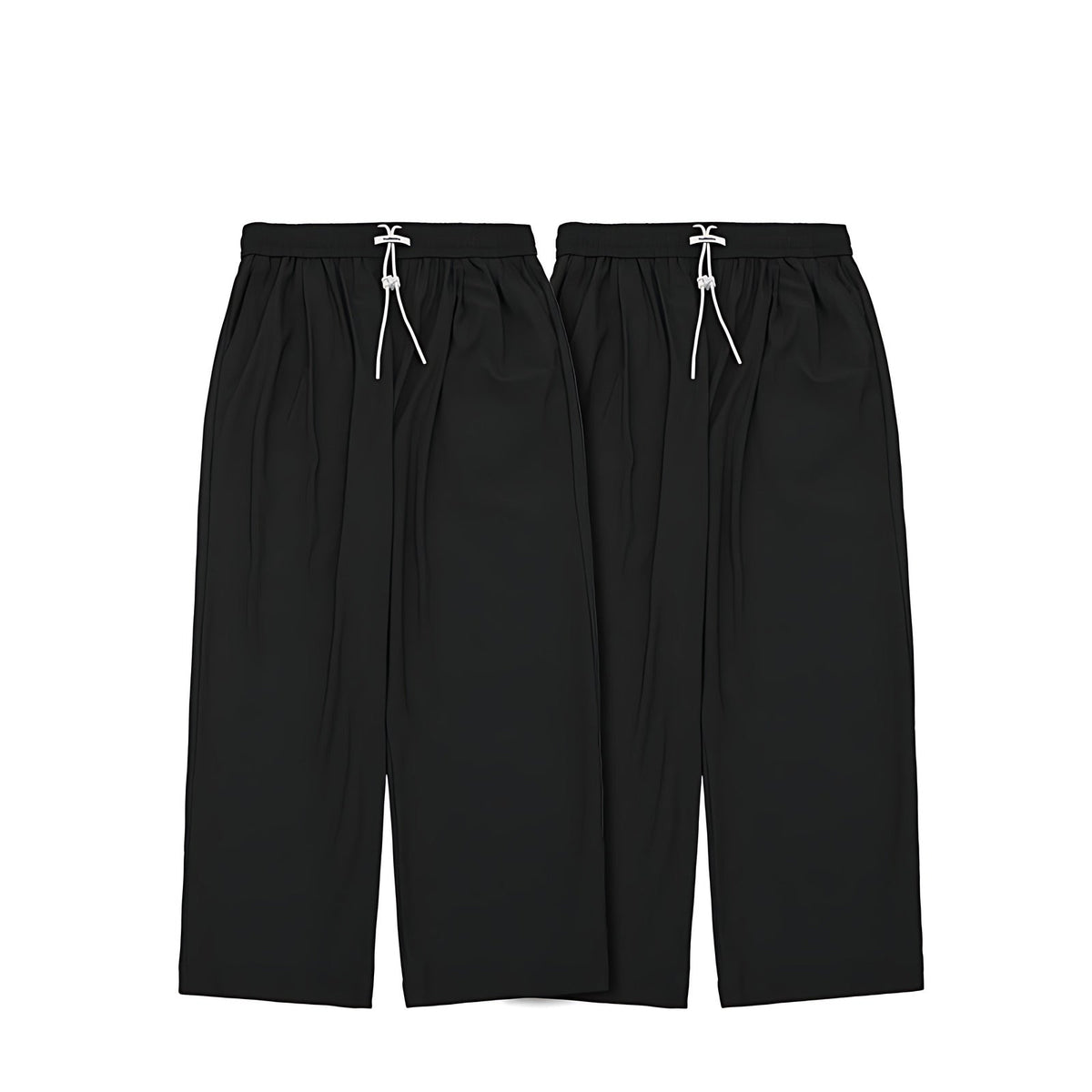 2-Piece Checked Quick-Dry Cooling Floor-Length Wide-Leg Pants Set - Black