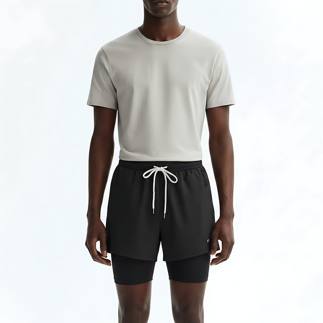 Outdoor Stretch Shorts on model - Black - front
