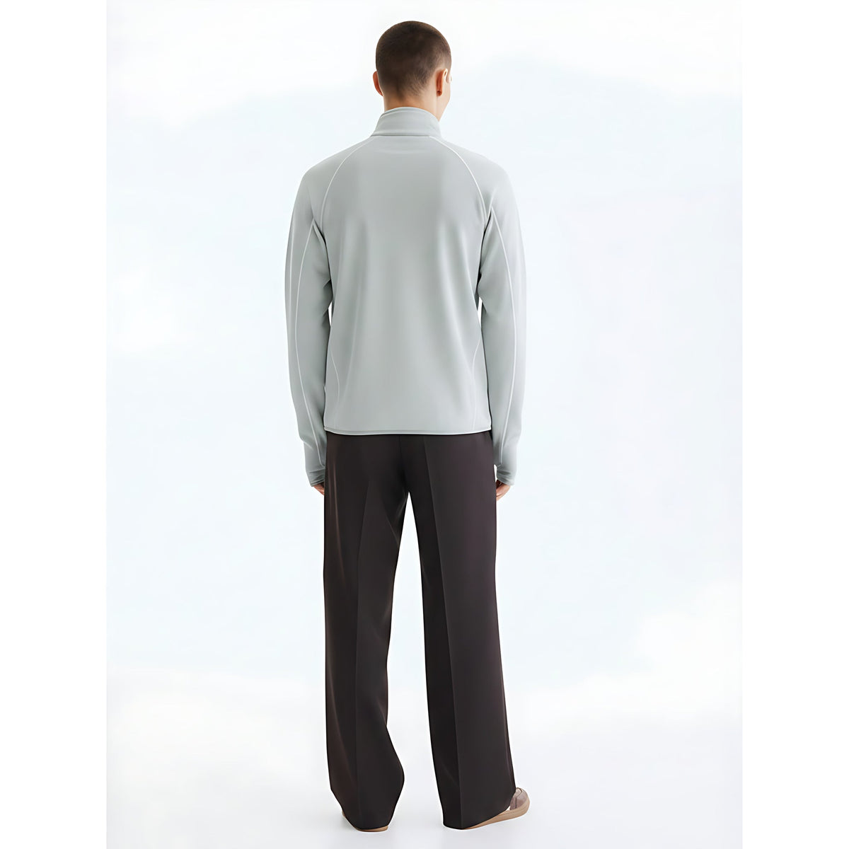 Cooling Outdoor Hoodie on model - Light Gray - back