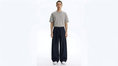 Cotton Stretch Pants on model - Blue - front