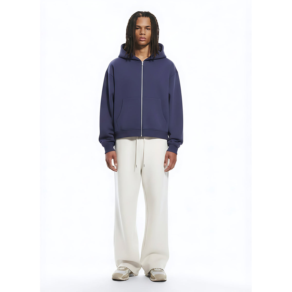 Cooling Zip-Up Hoodie on model - Blue - front