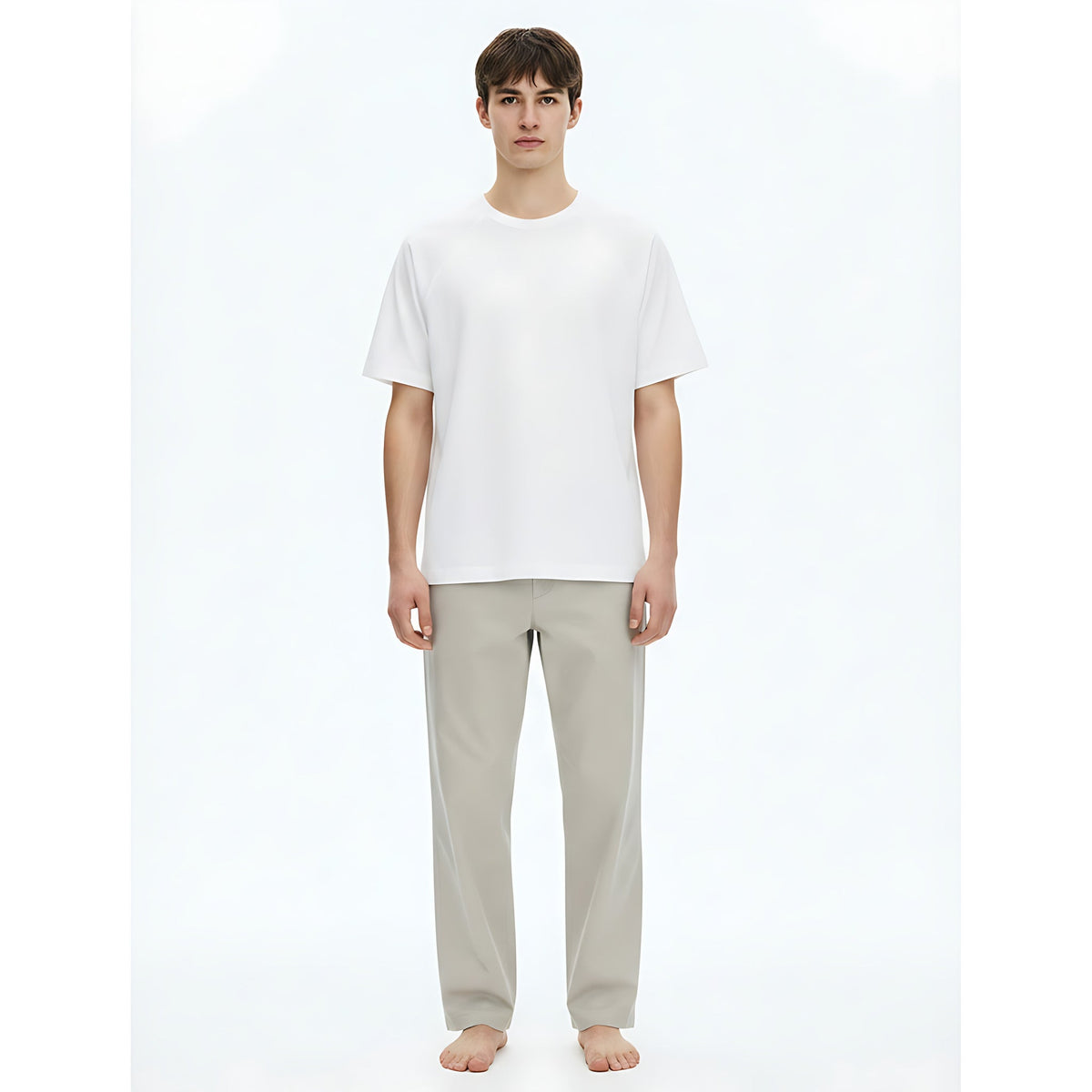 Heavyweight Raglan Cotton T-Shirt on model - White - front