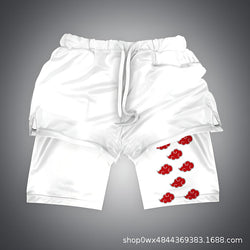 White Akatsuki Cloud Gym Shorts - Sk 024