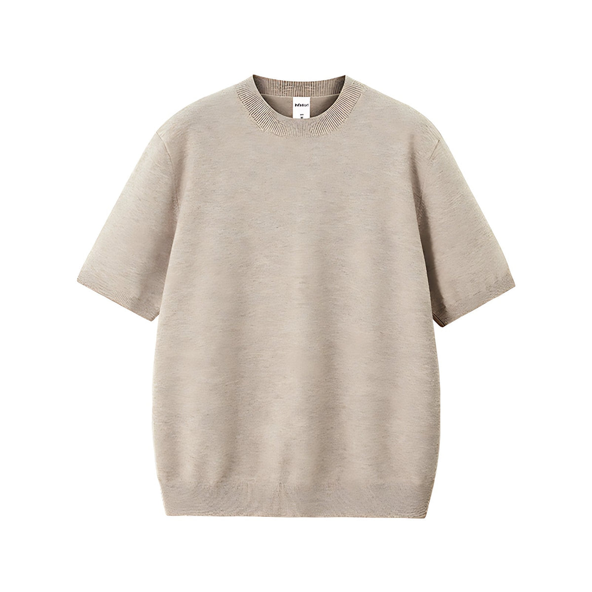 Relaxed Fit Short-Sleeve Knit Sweater - Khaki