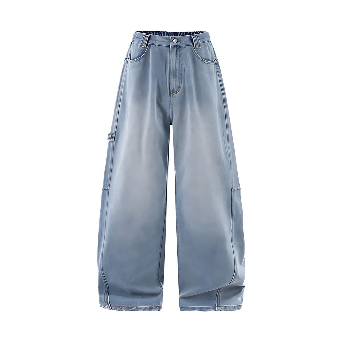 Wide-Leg Cargo Jeans - Blue