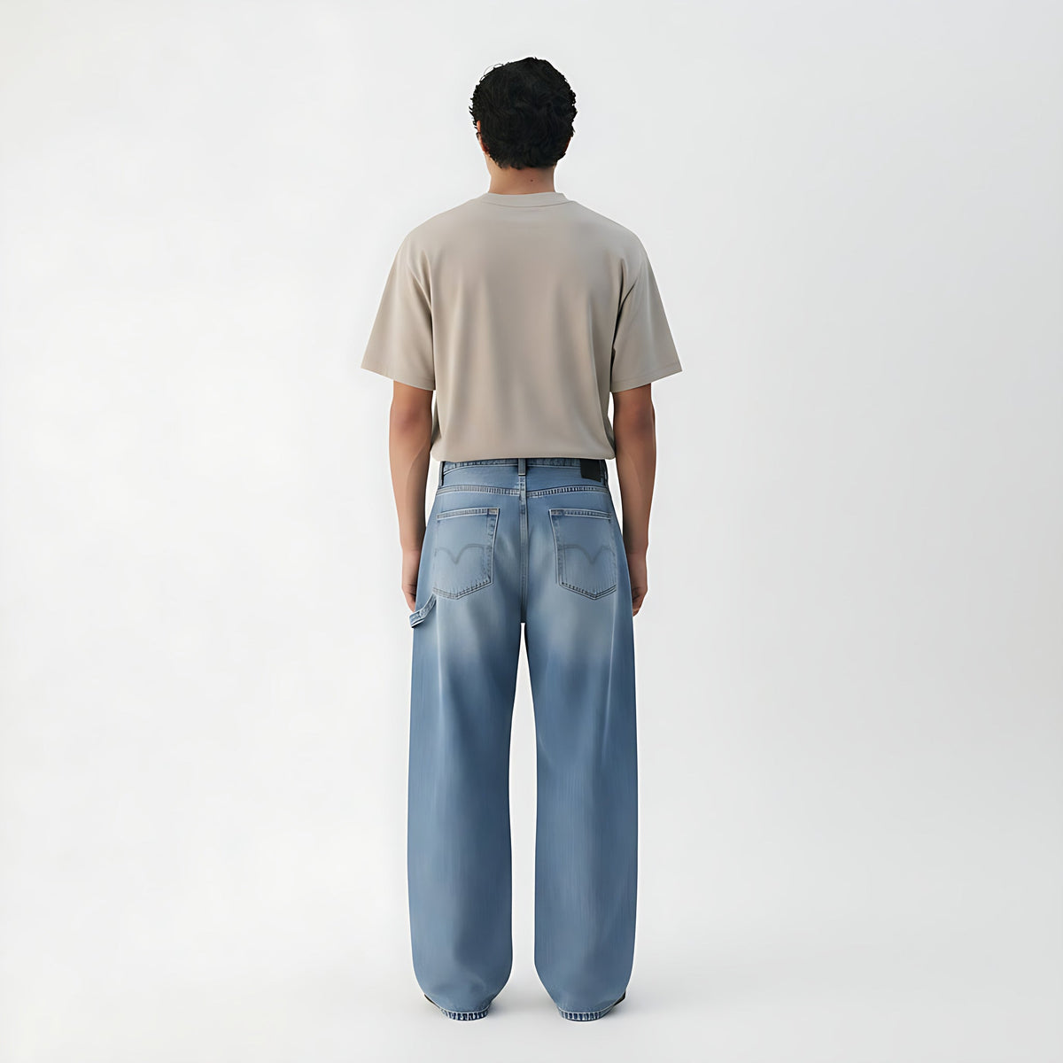 Wide-Leg Cargo Jeans on model - back view