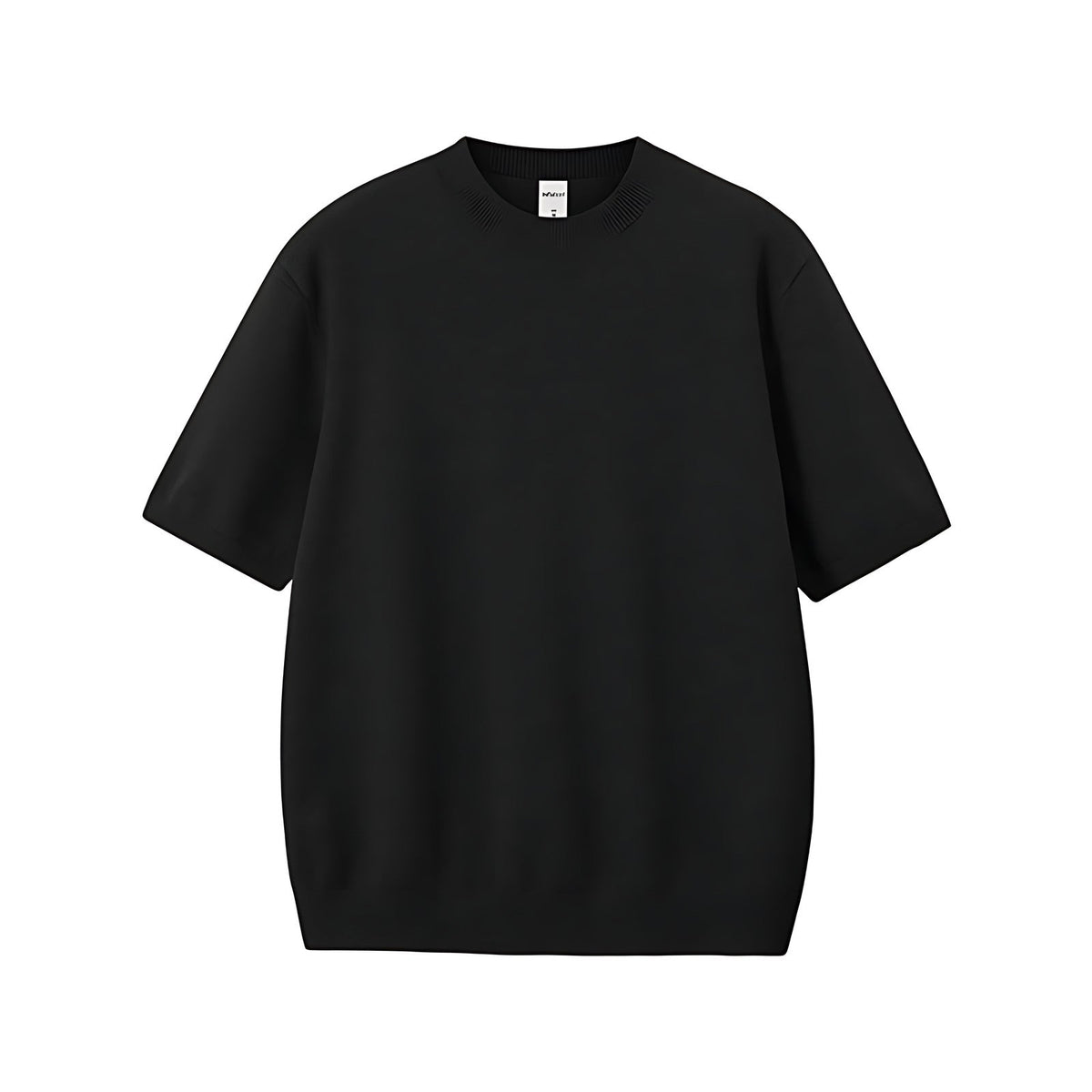 Relaxed Fit Short-Sleeve Knit Sweater - Black