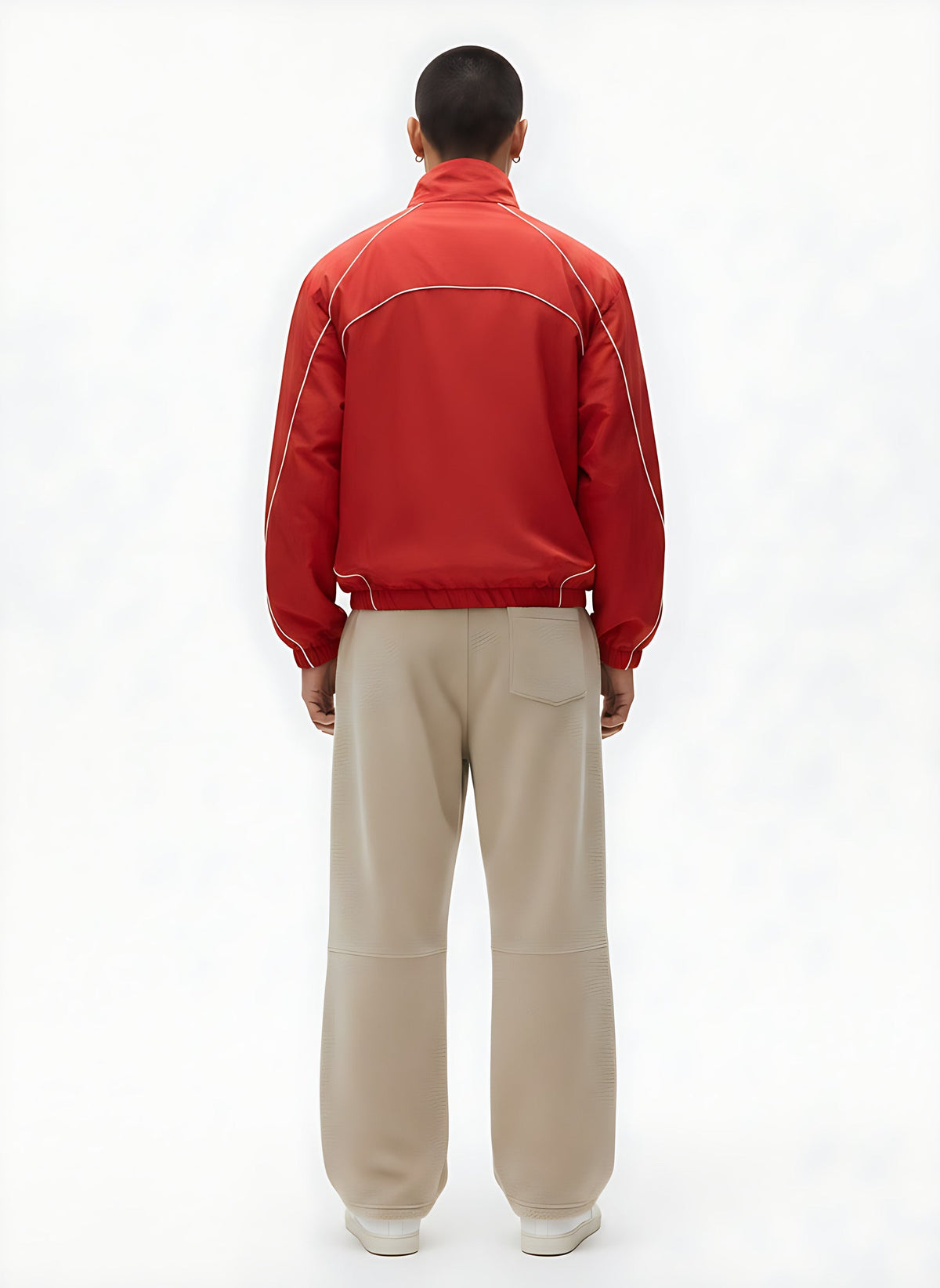 Cotton Pants Heavyweight Straight-Leg on model - back view