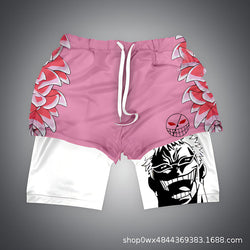 Donquixote Doflamingo Feather Panel Gym Shorts - Sk 007