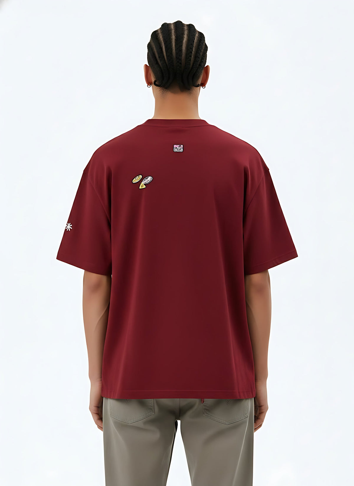 Retro Graphic Cotton T-Shirt on model - back view