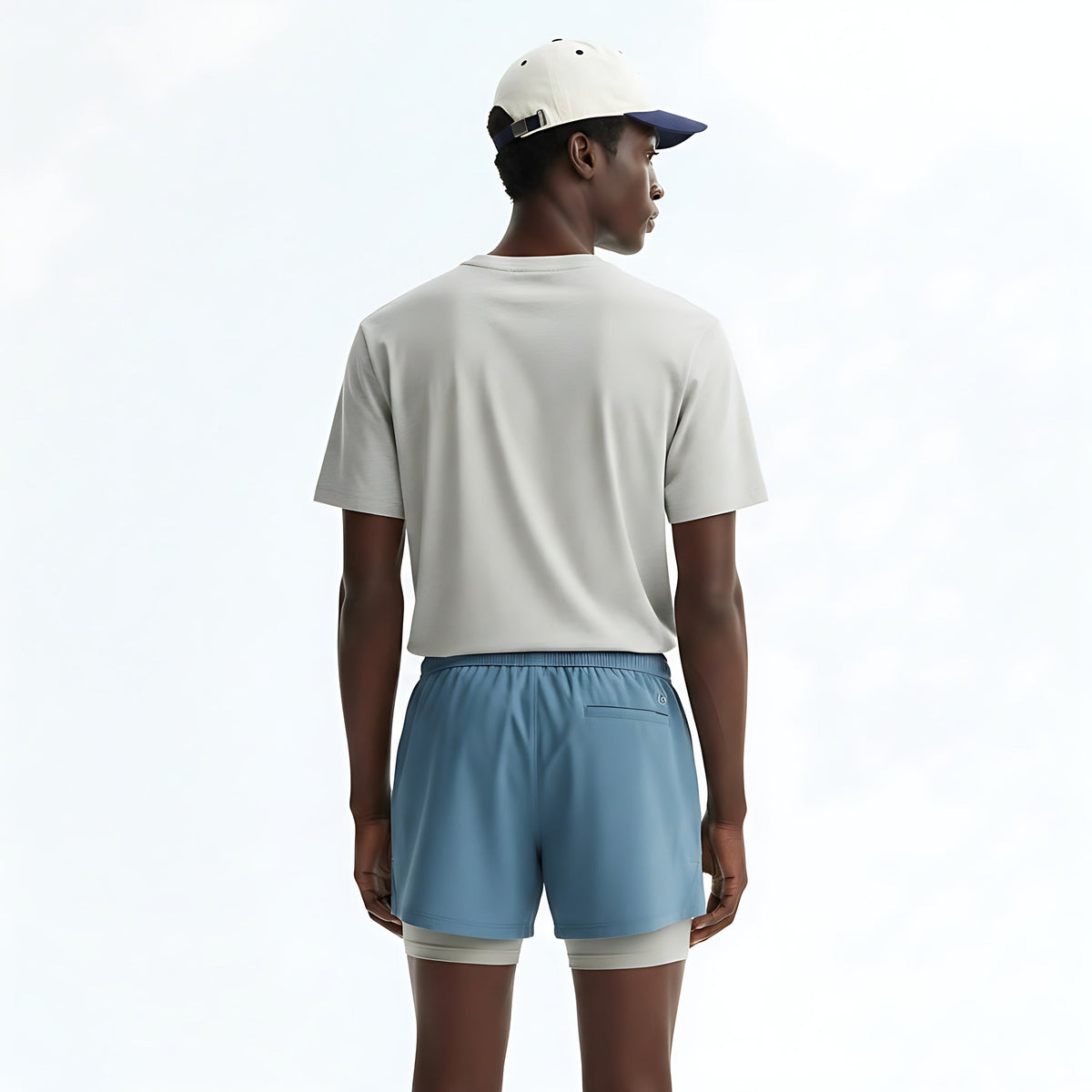 Outdoor Stretch Shorts on model - Blue - back