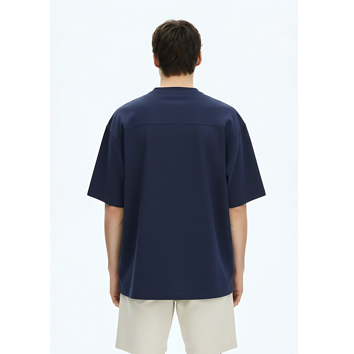 Oversized T-Shirt 100% Cotton on model - Blue - back