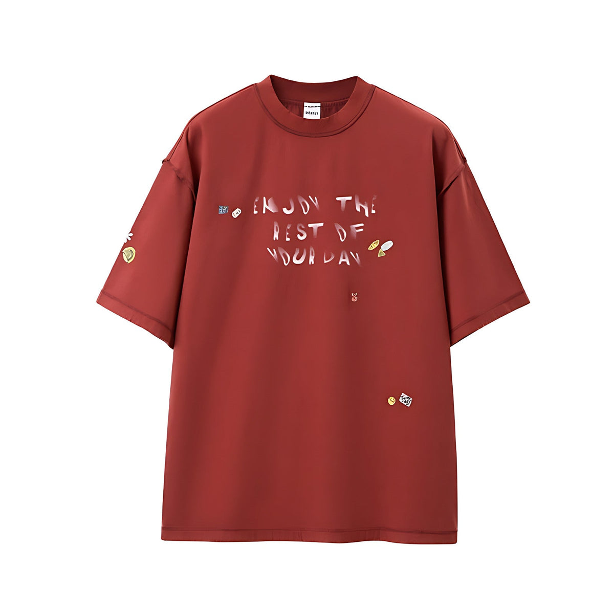 Retro Graphic Cotton T-Shirt - Red