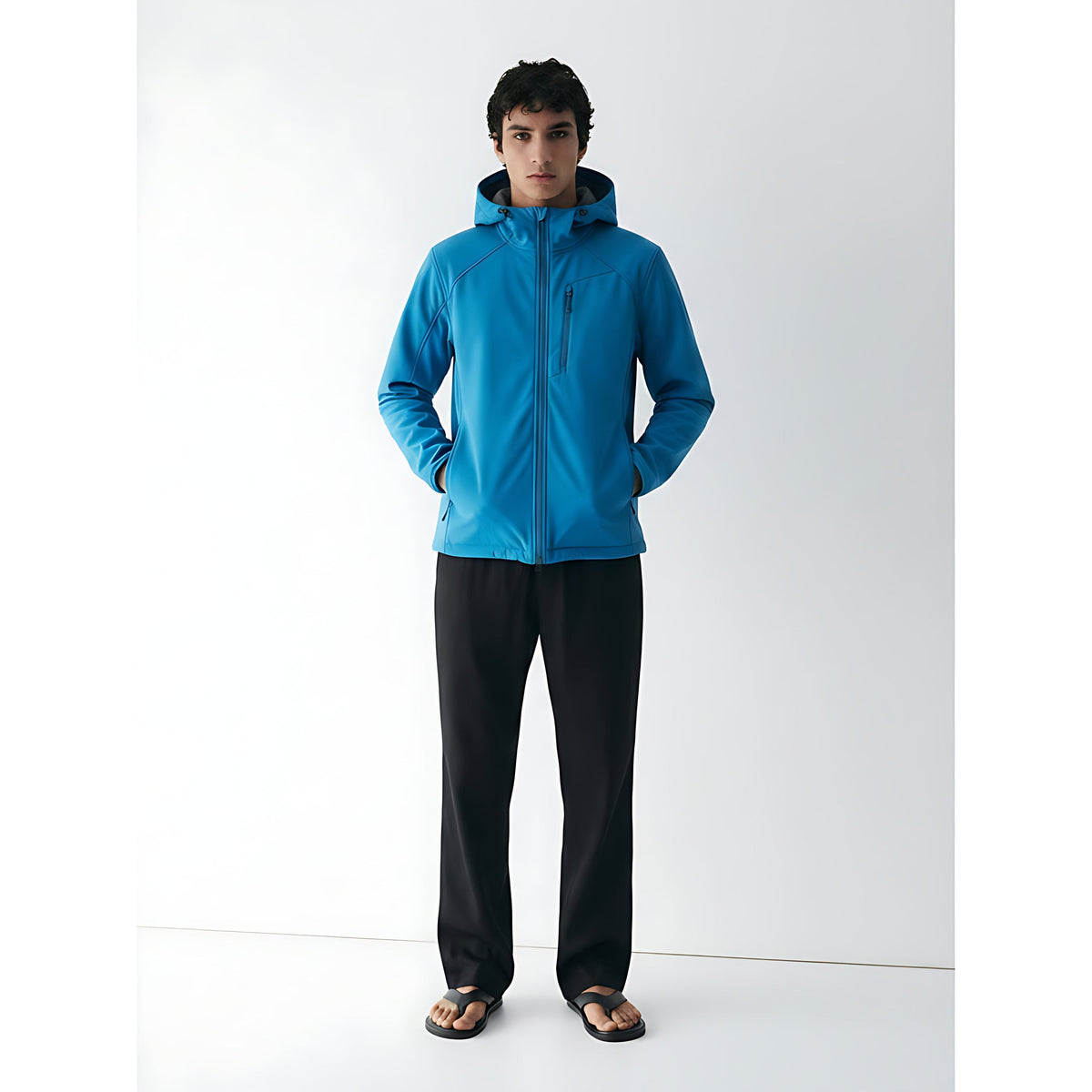 Outdoor Softshell Jacket on model - Blue - front