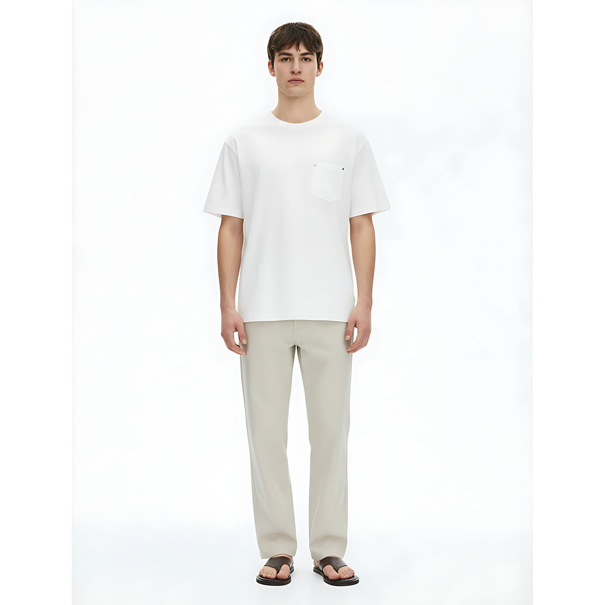 Oversized T-Shirt 100% Cotton on model - Off White - front