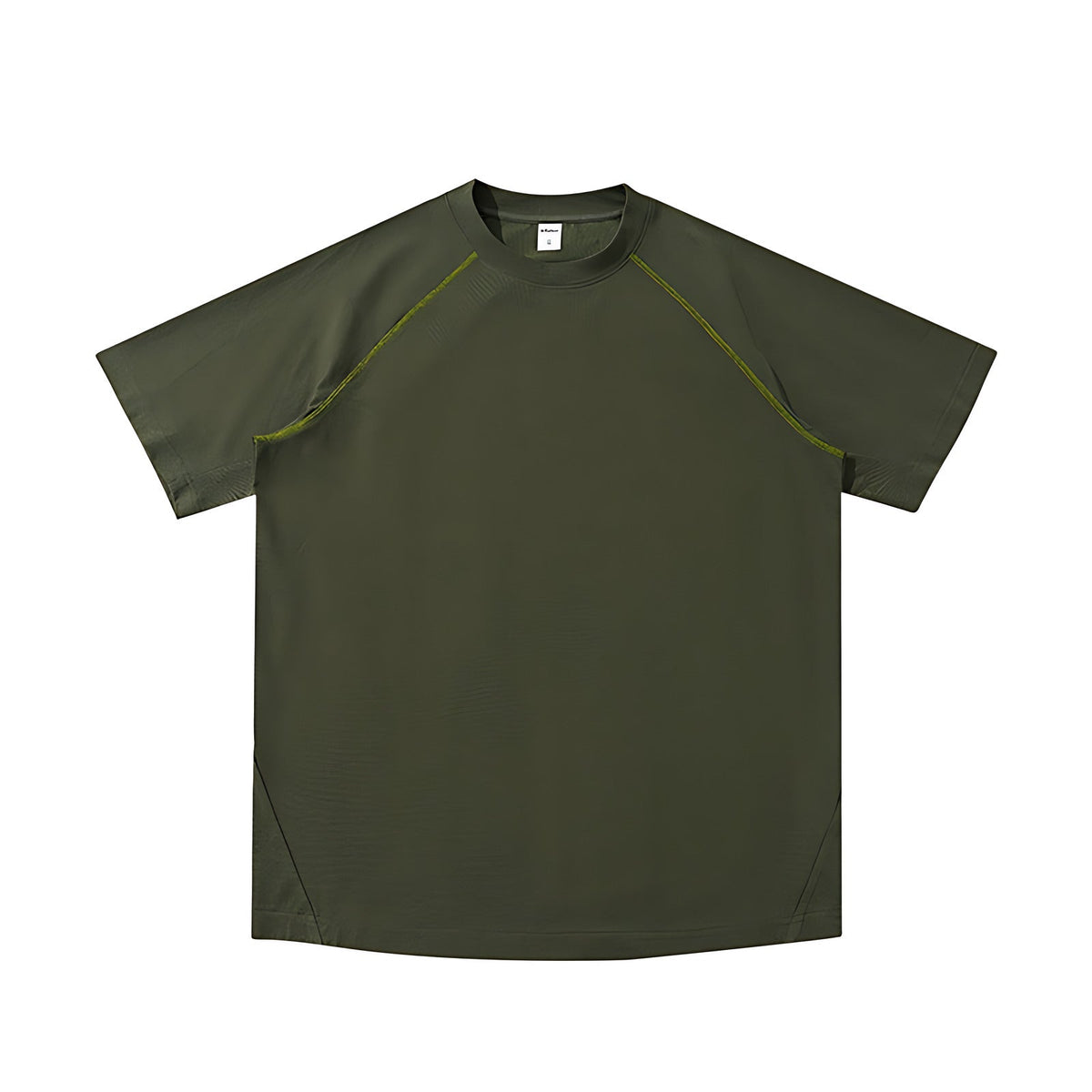Colorblock Baseball T-Shirt - Oversized T-Shirt Cotton-Blend - Olive Green