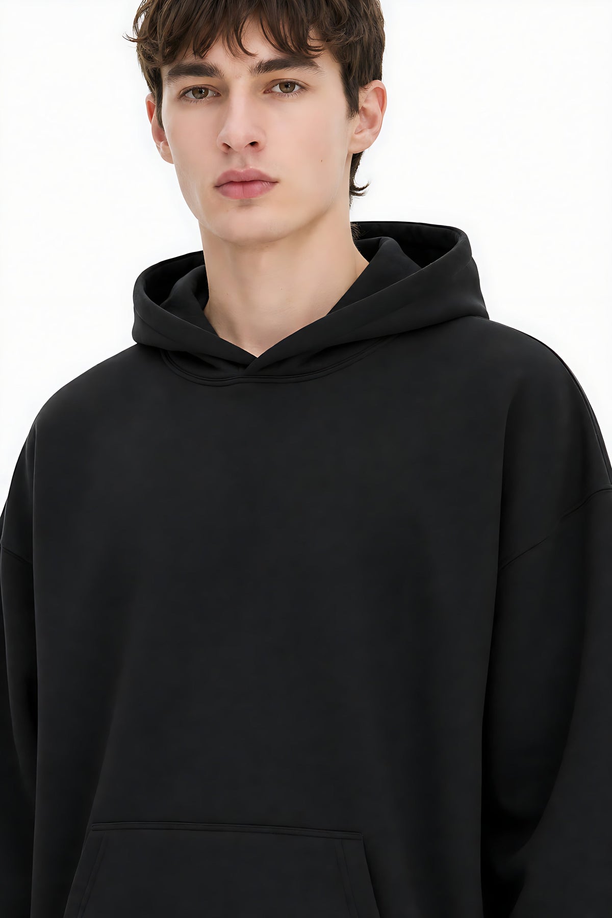 Heavyweight Hoodie - Black Hood Opening And Shoulder Detail