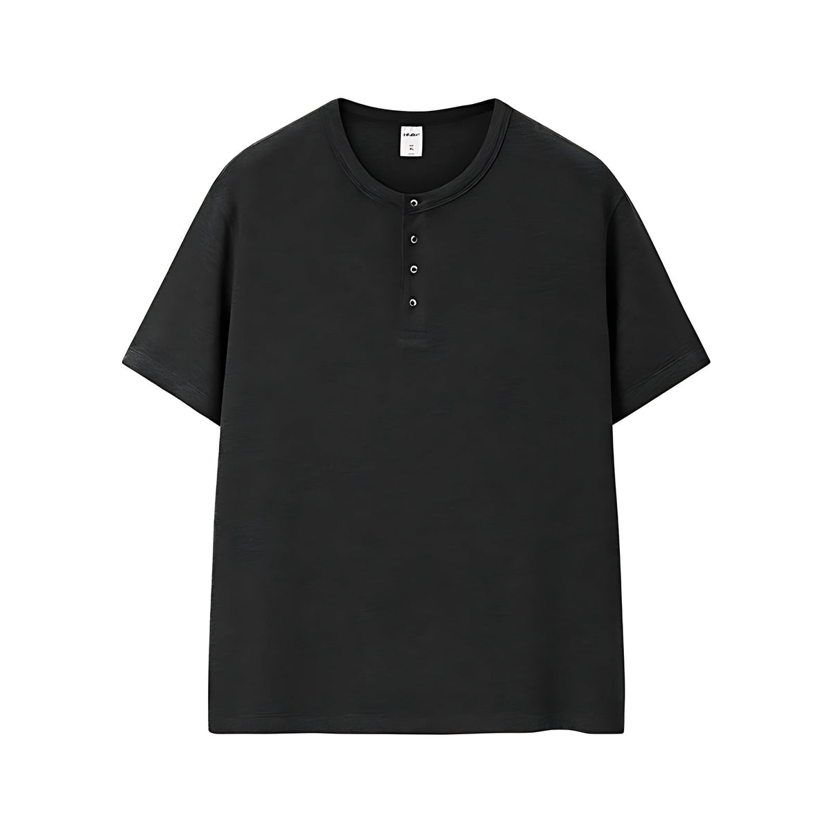 Oversized Henley T-Shirt Cotton-Blend - Black