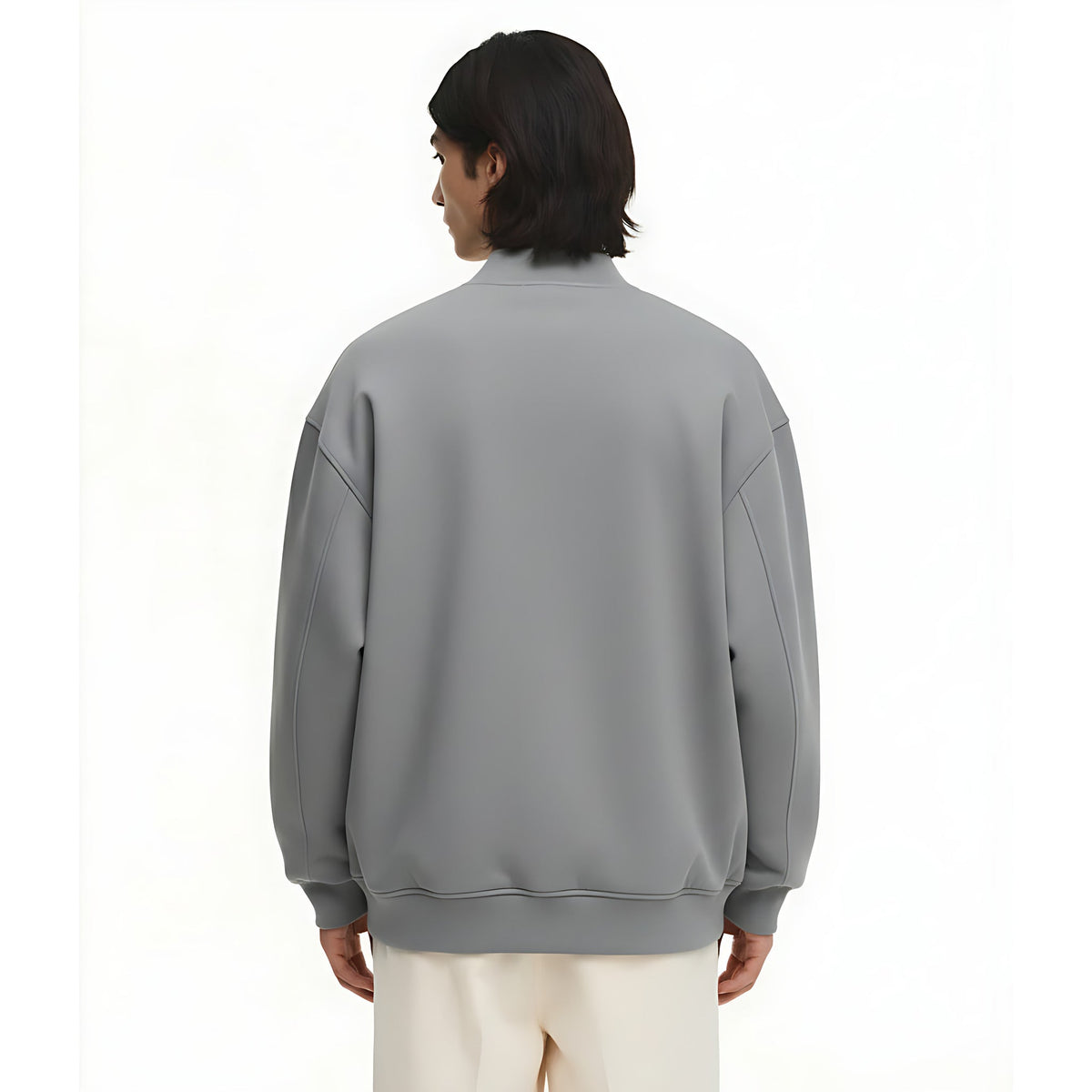 Fleece-Lined Baseball Jacket 350g on model - back view