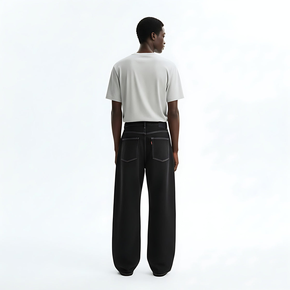 Relaxed Pants Cotton-Blend on model - Black - back