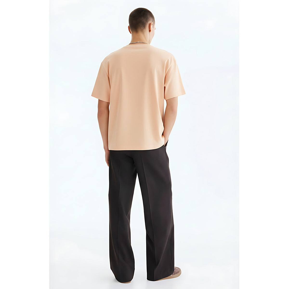 Outdoor Breathable Mesh T-Shirt Spring/Summer on model - Apricot - back