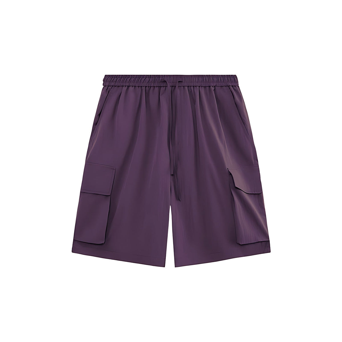 Wrinkle-Textured Cargo Shorts - Purple