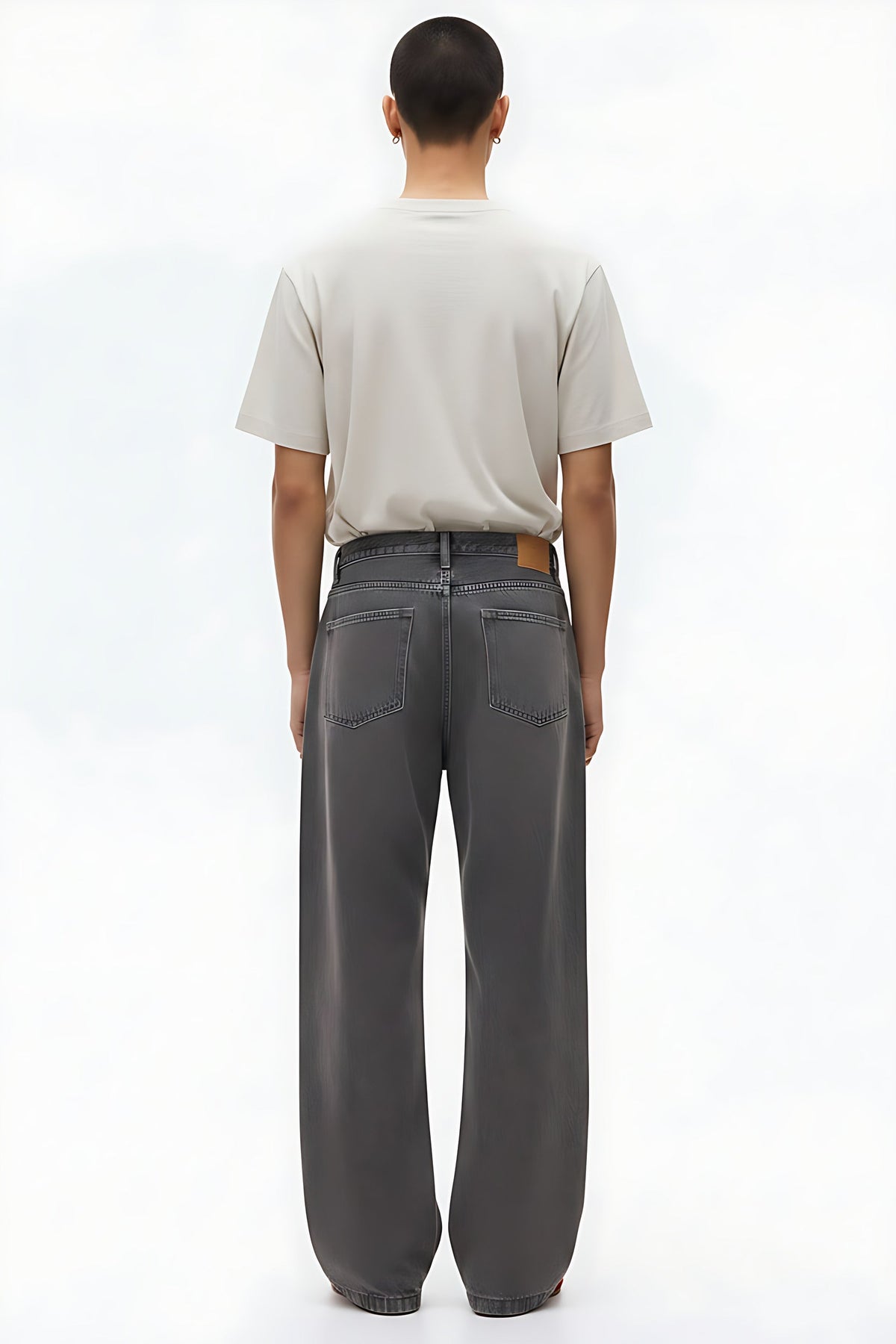 Straight-Leg Cotton Stretch Pants on model - back view