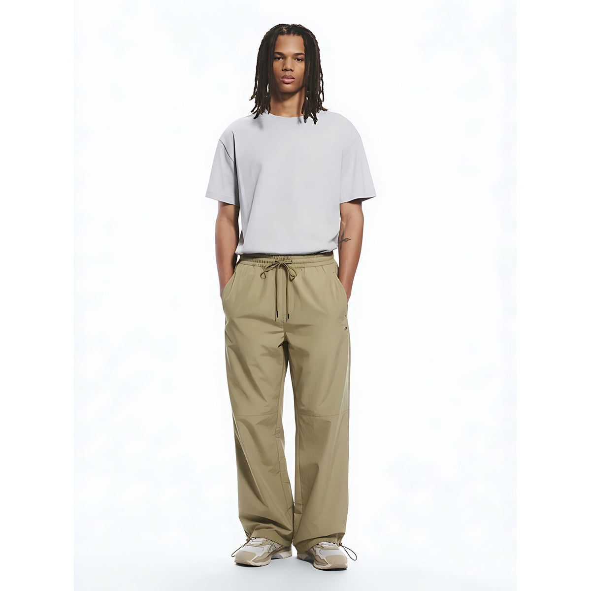 Quick-Dry Cargo Joggers on model - Khaki - front