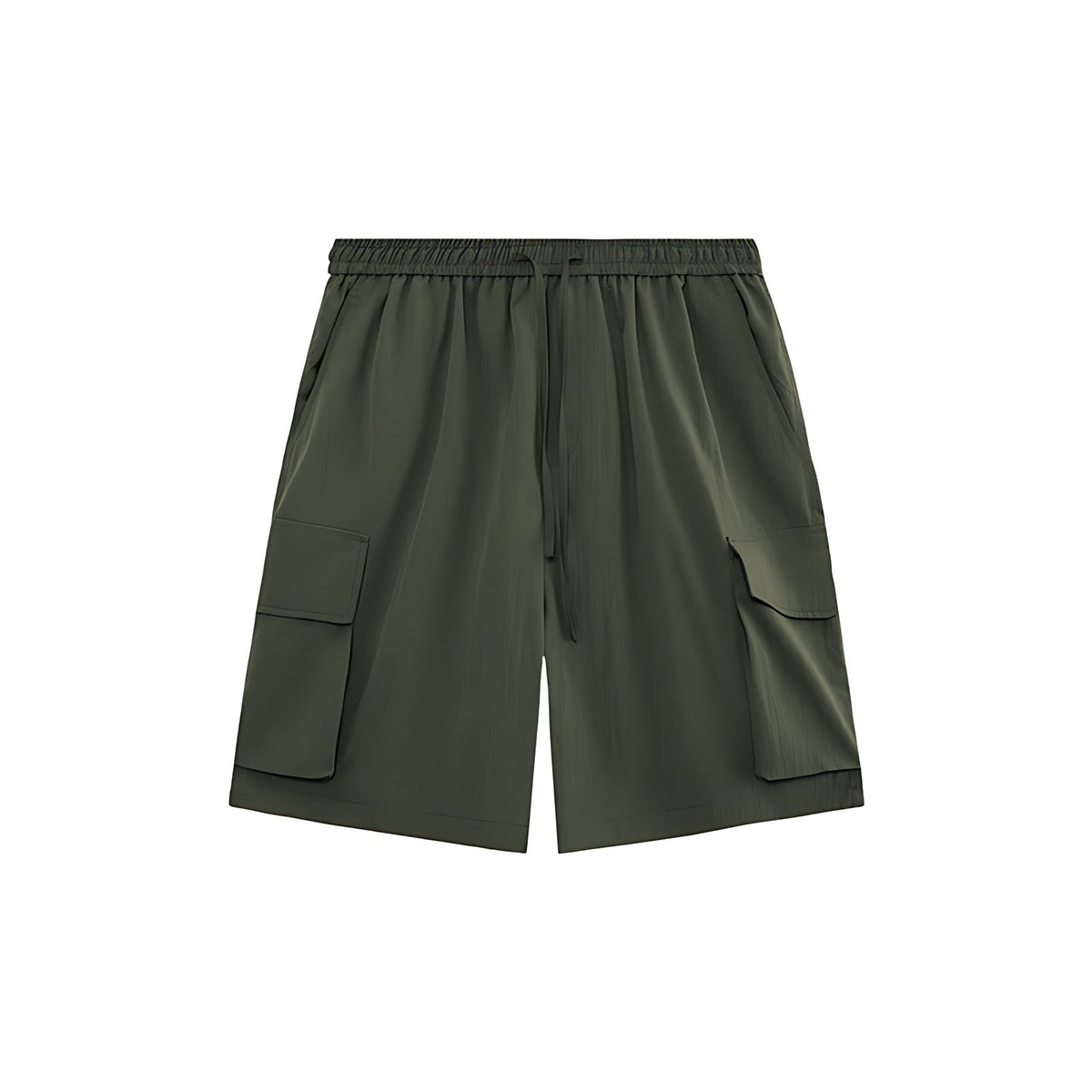 Wrinkle-Textured Cargo Shorts - Green