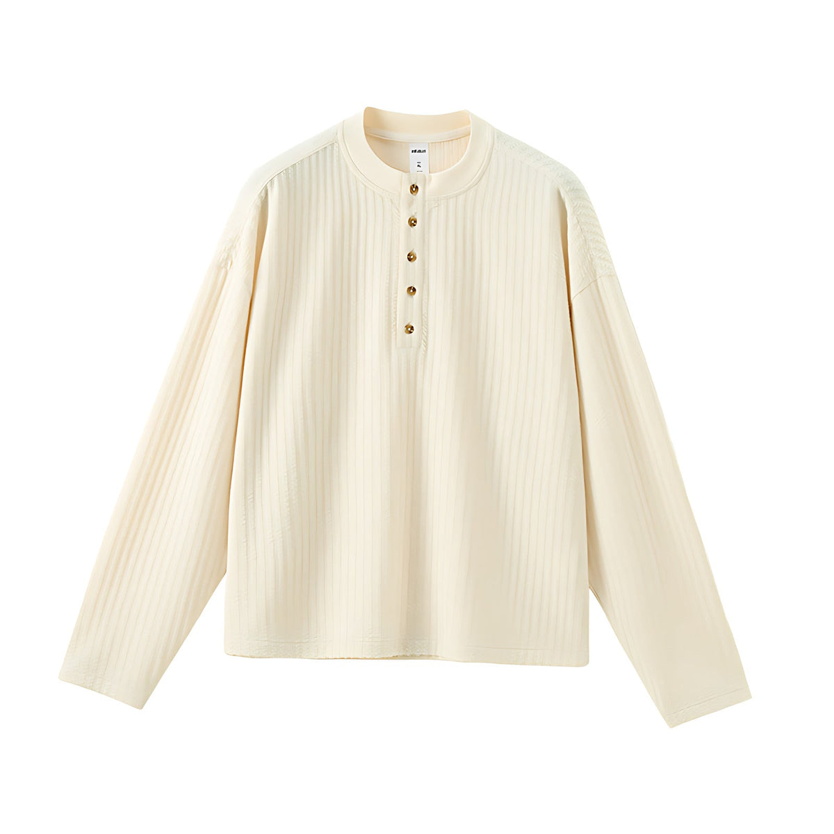 Oversized Henley Shirt - White