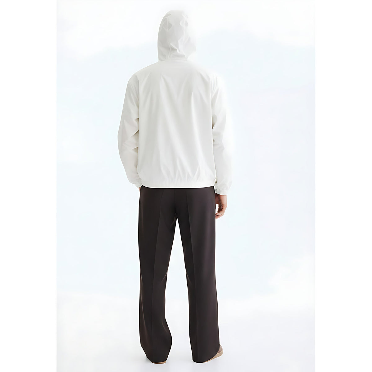 Hooded Sun Protection Jacket on model - Cream White - back